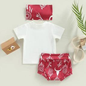 img 2 attached to Adorable Floral 2-Piece Outfit For Infant Toddler Baby Girls: Romper And High-Waist Shorts Set