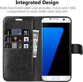 img 1 attached to OCASE Galaxy S7 Edge Case [TPU Shockproof Interior Protective Case] [Card Slot] [Kickstand] Leather Wallet Flip Case Samsung Galaxy S7 Edge (Black)