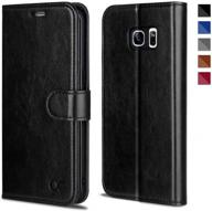 ocase galaxy s7 edge case [tpu shockproof interior protective case] [card slot] [kickstand] leather wallet flip case samsung galaxy s7 edge (black) logo