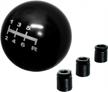 round ball 6 speed shift knob universal fit compatible with honda acura toyota mazda subaru nissan - pv raceworks, screw-on w/ adapters included (black) logo