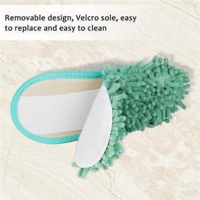 img 1 attached to 🧦 Liitrton Warm Microfiber Slippers with Shoe Cover: Versatile Mop Slippers for Efficiently Cleaning Bathroom, Office, Kitchen, and More (Green)