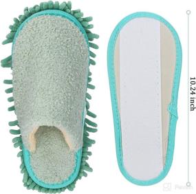 img 3 attached to 🧦 Liitrton Warm Microfiber Slippers with Shoe Cover: Versatile Mop Slippers for Efficiently Cleaning Bathroom, Office, Kitchen, and More (Green)