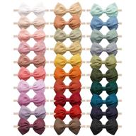 30 pcs baby girls hair bows nylon headbands with linen bows handmade accessories for infant newborn toddlers kids логотип