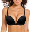 deep v plunge push up bra: add 2 cup, convertible w/ clear straps - yandw logo