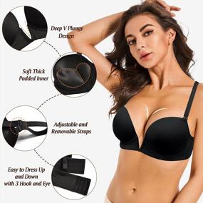 img 1 attached to Deep V Plunge Push Up Bra: Add 2 Cup, Convertible W/ Clear Straps - YANDW