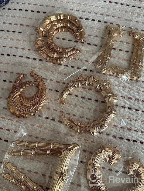 img 1 attached to 🔸 Set of 6 Large Hoop Earrings - Gold Tone Bamboo Style, Statement Jewelry for Women and Girls, Ideal for Hip-Hop Fashion review by Joseph Swanson