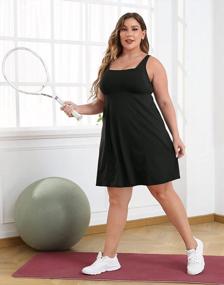 img 3 attached to HDE Womens Plus Size Tennis Athletic Workout Dress With Built-In Shorts & Bra Black