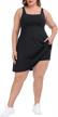 hde womens plus size tennis athletic workout dress with built-in shorts & bra black logo