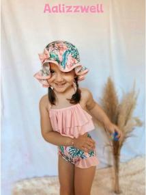 img 2 attached to Cute Toddler Swimsuit With Hat For Baby Girls - Aalizzwell