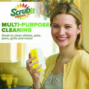 img 2 attached to 🧽 Scrub Sponge by Scrubit: Multi-purpose Cellulose Cleaning Sponges | Non Scratch Scouring Pad for Dishes, Pots, Pans, Glass Cooktop | Super Absorbent | Unique Nail-Friendly Shape | 12 Pack