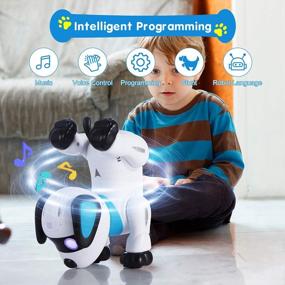 img 1 attached to Interactive Programmable Robotic Dog Toy For Kids 5+, Remote Control Smart Dancing RC Stunt Dog With LED Eyes And Sounds, Electronic Pet Toys As Ideal Gifts