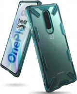 turquoise green ringke fusion-x case cover for oneplus 8 - clear hard pc back with heavy duty tpu bumper for shockproof protection logo