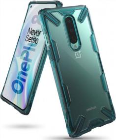 img 4 attached to Turquoise Green Ringke Fusion-X Case Cover For OnePlus 8 - Clear Hard PC Back With Heavy Duty TPU Bumper For Shockproof Protection
