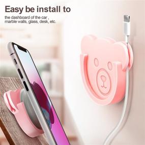 img 2 attached to Silicone Cute Bear Style Socket Car Mount Phone Holder Stand with Collapsible Socket User Grip, Phone line Clasp - 3 Pack (Color) - Ideal for Dashboard, Home, Office, Kitchen, Desk, Wall