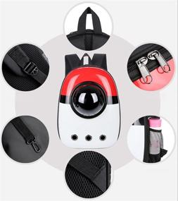 img 1 attached to ✈️ Enkarl Cat Carrier Backpack: Red and White Pet Backpack Bubble Rucksack for Travel, Hiking, and More