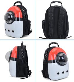 img 3 attached to ✈️ Enkarl Cat Carrier Backpack: Red and White Pet Backpack Bubble Rucksack for Travel, Hiking, and More