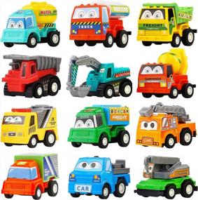 img 4 attached to 12-Pack Assorted Mini Plastic Construction Cars - Perfect Toy Set For Kids' Birthday Parties And Playtime!