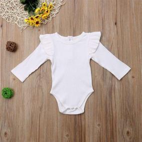 img 1 attached to Mubineo Infant Baby Girl Basic Plain Rib Knit Ruffle Long Sleeve Romper Bodysuit Tops