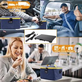 img 2 attached to Personal Mini Oven - Aotto Portable Food Warmer For Cooking And Reheating Meals In Work, Car, Truck, And Travel - 3 In 1 Electric Heated Lunch Box For 12V 24V 110V (Navy Blue)