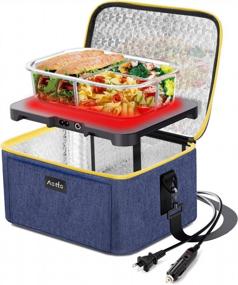 img 4 attached to Personal Mini Oven - Aotto Portable Food Warmer For Cooking And Reheating Meals In Work, Car, Truck, And Travel - 3 In 1 Electric Heated Lunch Box For 12V 24V 110V (Navy Blue)