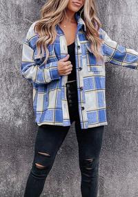 img 3 attached to Women'S Plaid Coat Long Sleeve Lapel Cardigan Button Down Loose Fit Shirt Tops With Pockets Autumn Casual Jacket YMING