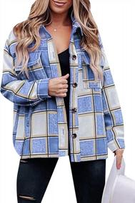 img 4 attached to Women'S Plaid Coat Long Sleeve Lapel Cardigan Button Down Loose Fit Shirt Tops With Pockets Autumn Casual Jacket YMING