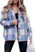 women's plaid coat long sleeve lapel cardigan button down loose fit shirt tops with pockets autumn casual jacket yming logo