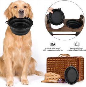 img 3 attached to Adjustable Elevated Dog Bowl Stand With Two Collapsible Bowls - Emfogo Wooden Raised Feeder For Small, Medium, And Large Dogs And Cats. Adjustable Height For Optimal Comfort And Convenience.