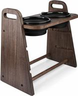 adjustable elevated dog bowl stand with two collapsible bowls - emfogo wooden raised feeder for small, medium, and large dogs and cats. adjustable height for optimal comfort and convenience. logo