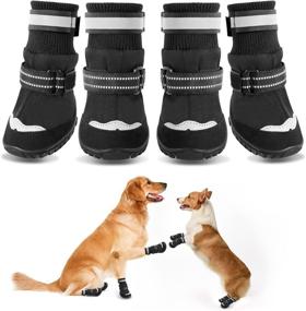 img 4 attached to Waterproof Anti-Slip Winter Dog Boots - Warm Outdoor Shoes for Small Medium Large Dogs - Protection Paw with Reflective Straps - Ideal for Cold Days Walking, Running, Rain, and Snow - 4PCS