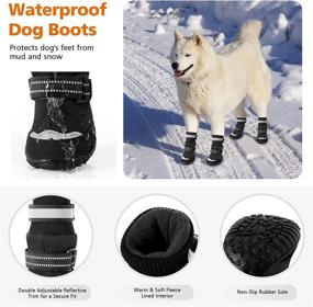 img 3 attached to Waterproof Anti-Slip Winter Dog Boots - Warm Outdoor Shoes for Small Medium Large Dogs - Protection Paw with Reflective Straps - Ideal for Cold Days Walking, Running, Rain, and Snow - 4PCS