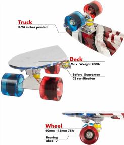 img 3 attached to 22-Inch Vintage Skateboard: Perfect For Beginners & Professionals, Kids & Adults - Interchangeable Wheels!