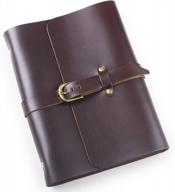 dark coffee leather journal diary notebook a5 refillable with vintage buckle 6-ring binder and lined craft paper logo