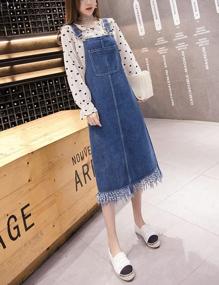 img 2 attached to AMEBELLE Women'S Straps A-Line Pinafore Midi Bib Skirt Denim Overall Dress - Casual & Stylish!
