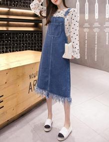 img 3 attached to AMEBELLE Women'S Straps A-Line Pinafore Midi Bib Skirt Denim Overall Dress - Casual & Stylish!