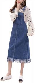 img 4 attached to AMEBELLE Women'S Straps A-Line Pinafore Midi Bib Skirt Denim Overall Dress - Casual & Stylish!