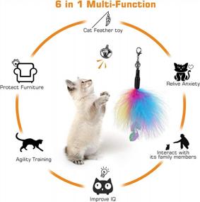 img 1 attached to Keep Your Indoor Cat Active And Entertained With Zutesu Interactive Feather Teaser Toy!