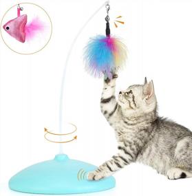 img 4 attached to Keep Your Indoor Cat Active And Entertained With Zutesu Interactive Feather Teaser Toy!