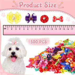 img 3 attached to 🎀 300 PCS Colorful Dog Hair Bows – Small Puppy Bowknots for Grooming. Cute Hair Accessories with Rubber Bands for Dogs, Puppies, and Pets.