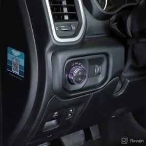 img 1 attached to 🔘 Purple Aluminum Metal Headlights Switch Button Knob Ring Trim Cover - Premium Decoration Accessories for Dodge RAM 2018-2021 UP