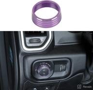 🔘 purple aluminum metal headlights switch button knob ring trim cover - premium decoration accessories for dodge ram 2018-2021 up логотип