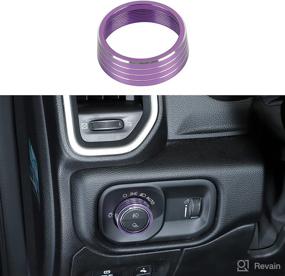 img 4 attached to 🔘 Purple Aluminum Metal Headlights Switch Button Knob Ring Trim Cover - Premium Decoration Accessories for Dodge RAM 2018-2021 UP