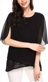 img 4 attached to Zeagoo Womens Casual Scoop Neck Loose Top 3/4 Sleeve Chiffon Blouse Shirt Tops
