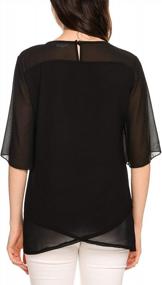 img 2 attached to Zeagoo Womens Casual Scoop Neck Loose Top 3/4 Рукав Шифоновая блузка Рубашка Топы