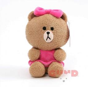 img 1 attached to Choco Standing Plush Stuffed Animal Bear By GUND LINE Friends - Pink And Brown, 7 Inches