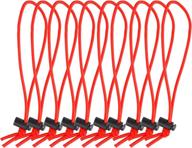 🔴 powrig 6-inch elastic cable ties bungee cords - adjustable cable management solution, reusable - red (pack of 10) logo