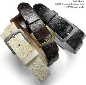 img 2 attached to 🌸 Western Floral Engraved Tooled Leather Women's Accessories by Belts+