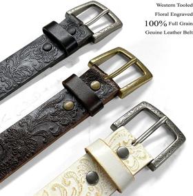 img 3 attached to 🌸 Western Floral Engraved Tooled Leather Women's Accessories by Belts+