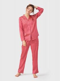 img 2 attached to Women'S Satin Pajamas Set, Long Sleeve Silk Sleepwear With Button-Down Loungewear Soft PJs In Sizes S To XL