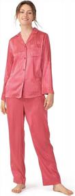img 4 attached to Women'S Satin Pajamas Set, Long Sleeve Silk Sleepwear With Button-Down Loungewear Soft PJs In Sizes S To XL